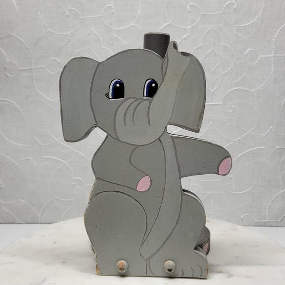 Vintage Moore's Craft Anthropomorphic Elephant Standing Paper Towel Holder Wood - Picture 12 of 16
